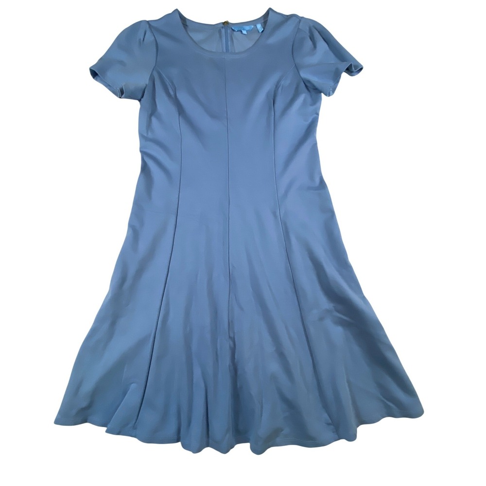 Draper James Blue Fit and Flare Short Sleeve Dress Medium Cornflower‎ Jersey